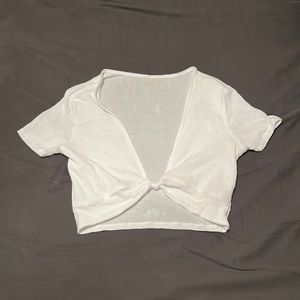 Alo Ribbed Knotty Short Sleeve Top Size Sm